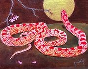 紅白蛇図　３F　油彩　新作
